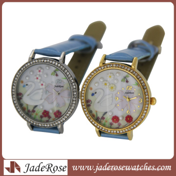 Relojes de pulsera de cuero para mujer Movimiento PC21 Diamantes en marcas de esfera
